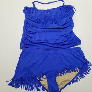 NWT Swimsuits‎ For All Swim Set Fringe Blue Size 22
